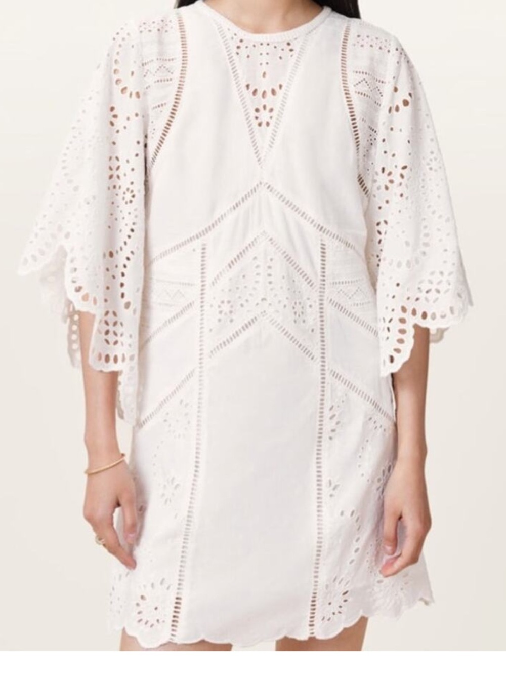 AllSaints Ivory Eyelet Shift Dress